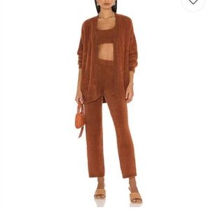 Camila Coelho XsMilaniCardigan end crop top FuzzyCozyKnitChocolate Brown|Revolve